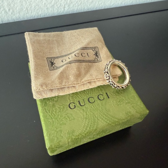 Gucci Floral Motif GG Sterling Silver Icon Ring, NIB, Size 18 IT, 8.25 US - Picture 4 of 8